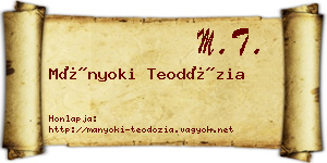 Mányoki Teodózia névjegykártya